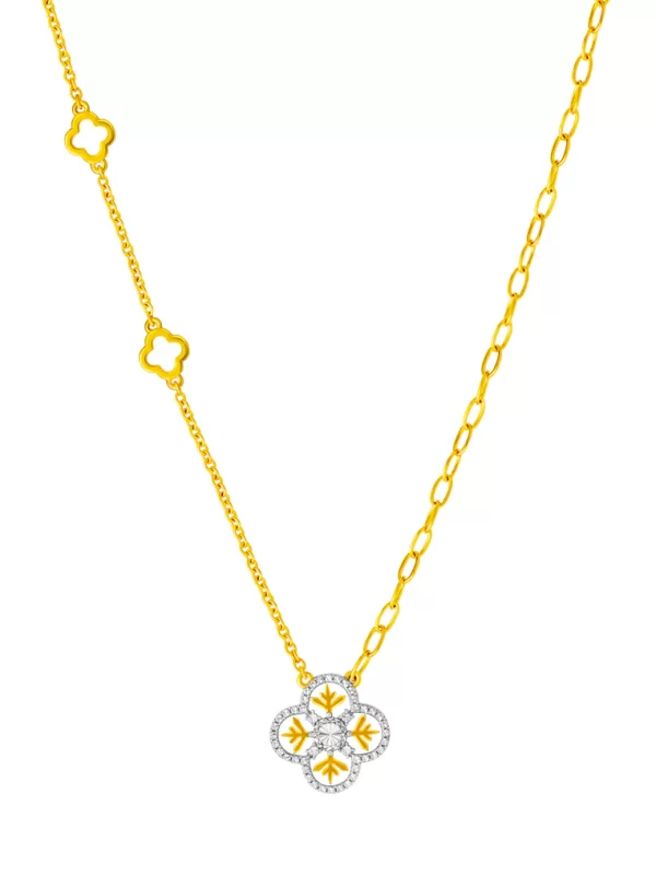 TOMEI Diamond Cut Collection Snow Flake Necklace, Yellow Gold 916