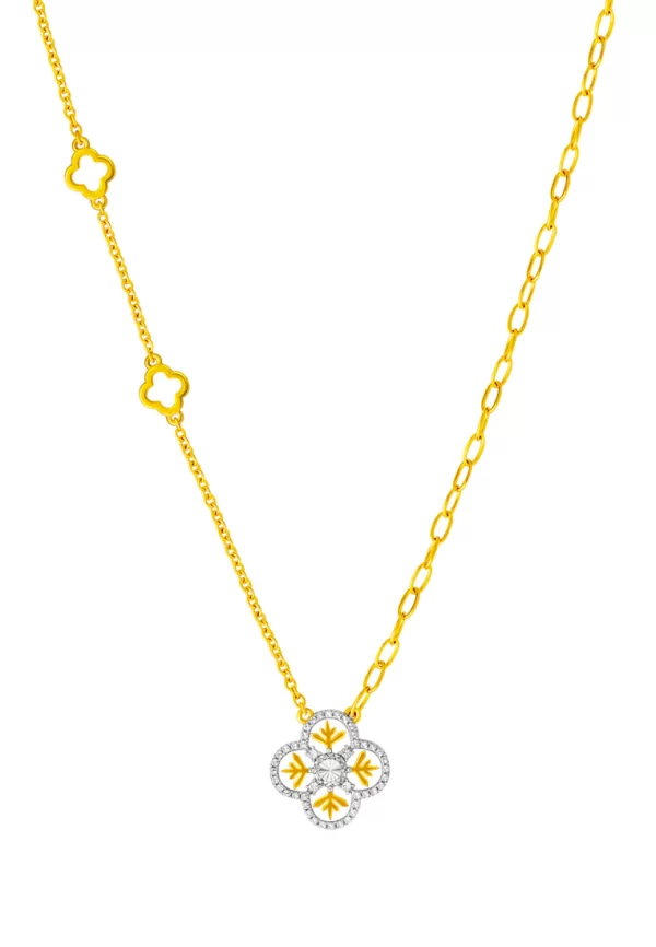 TOMEI Diamond Cut Collection Snow Flake Necklace, Yellow Gold 916