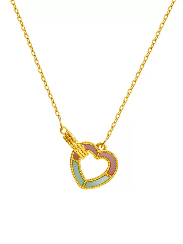 TOMEI Mother-Of-Pearl Heart Necklace, Yellow Gold 999 (5G)