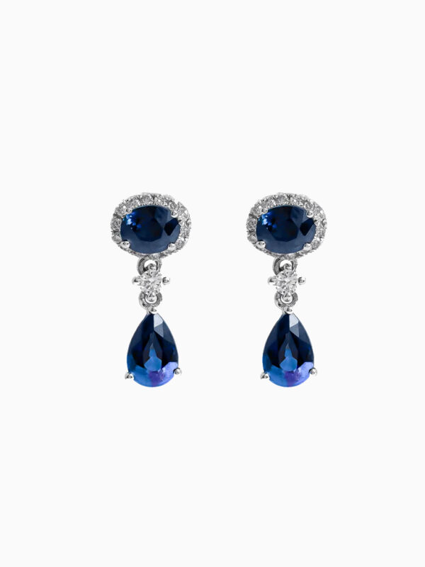 TOMEI Blue Sapphire Earrings, White Gold 750