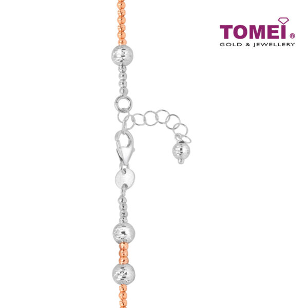 TOMEI Joyous Tinsels Collection Bead Bracelet, White+Rose Gold 585