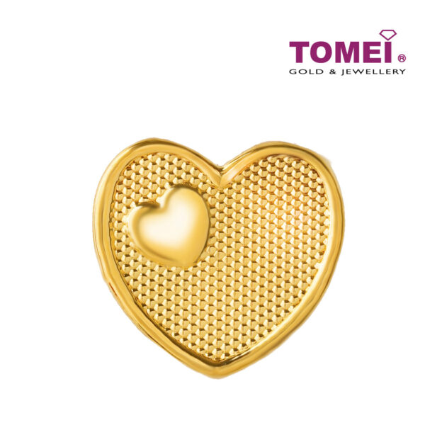 TOMEI Heart LOVE Charm, Yellow Gold 916