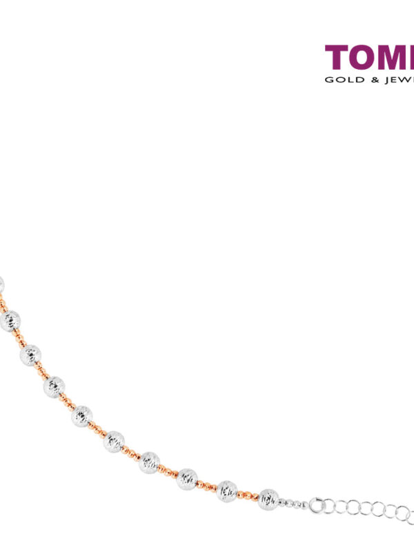 TOMEI Joyous Tinsels Collection Bead Bracelet, White+Rose Gold 585