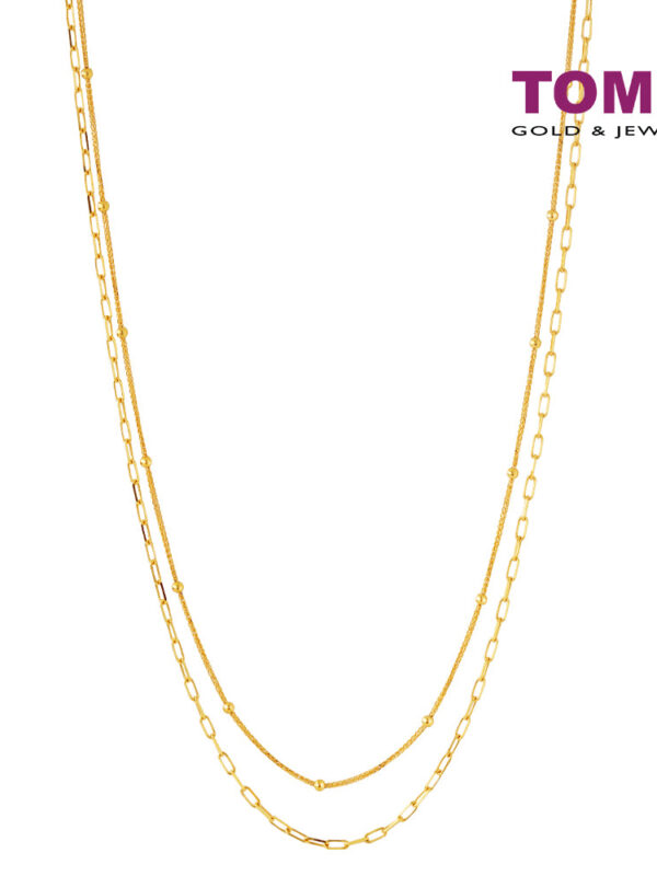 TOMEI Double Strands Necklace, Yellow Gold 916