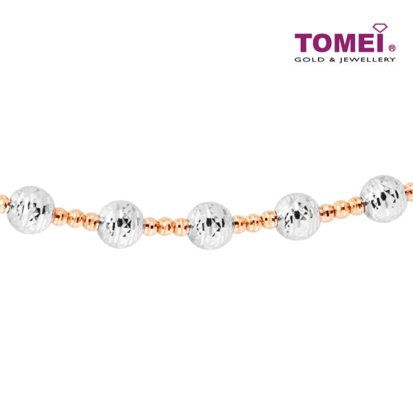 TOMEI Joyous Tinsels Collection Bead Bracelet, White+Rose Gold 585