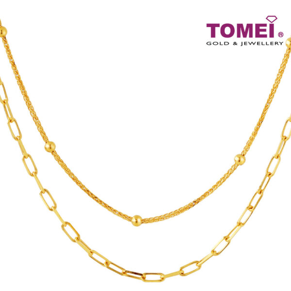 TOMEI Double Strands Necklace, Yellow Gold 916