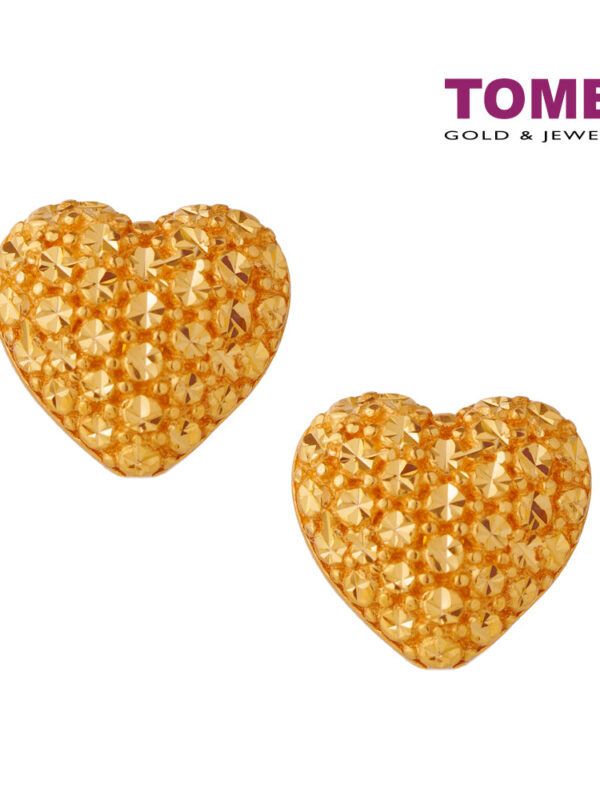 TOMEI Laser Heart Earrings, Yellow Gold 916