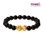 TOMEI Pixiu Black Agate Bracelet, Yellow Gold 999