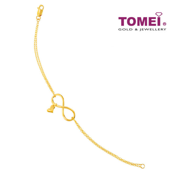 TOMEI Infinity Heart Bracelet, Yellow Gold 916