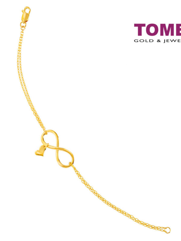 TOMEI Infinity Heart Bracelet, Yellow Gold 916