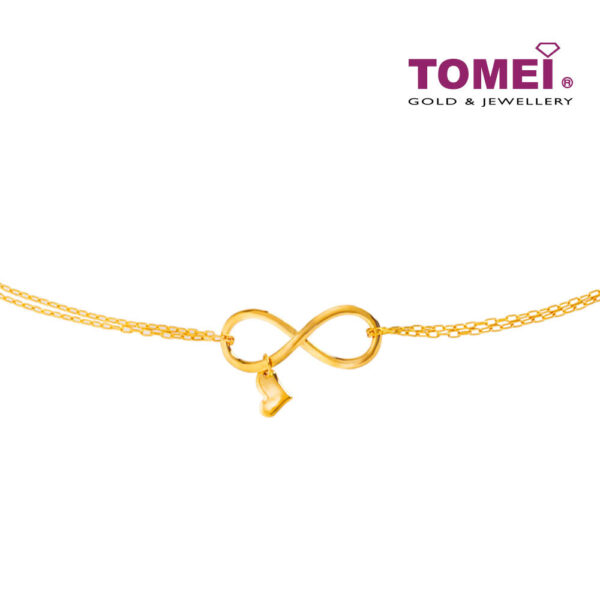 TOMEI Infinity Heart Bracelet, Yellow Gold 916