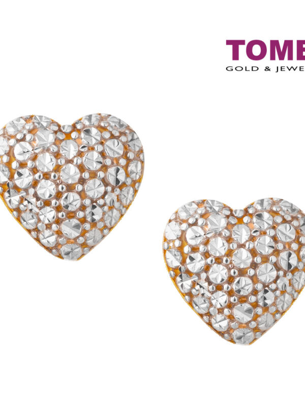 TOMEI Diamond Cut Collection Laser Heart Earrings, Yellow Gold 916
