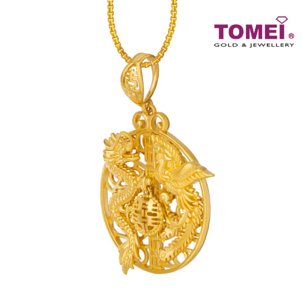 TOMEI Dragon & Phoenix Pendant, Yellow Gold 916