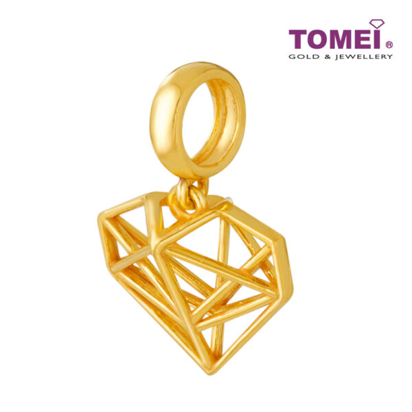 TOMEI Hollow Out Heart Charm, Yellow Gold 916