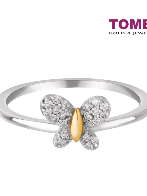 TOMEI Coruscant Butterfly Ring, Diamond White Gold & Rose Gold 750
