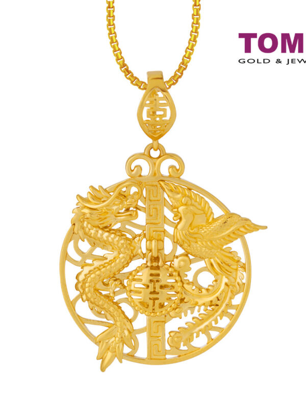 TOMEI Dragon & Phoenix Pendant, Yellow Gold 916