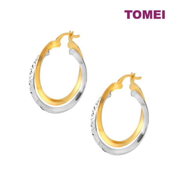 TOMEI Lusso Italia Dual-Tone Double Hoop Earrings, Yellow Gold 916