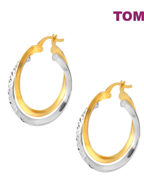 TOMEI Lusso Italia Dual-Tone Double Hoop Earrings, Yellow Gold 916