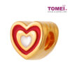 TOMEI Heart in Red Flaming Heart Charm, Yellow Gold 916