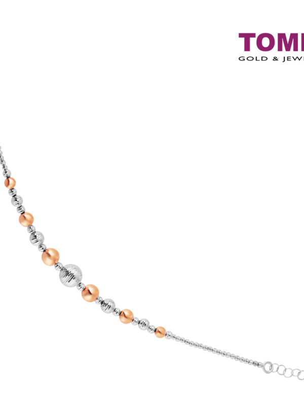 TOMEI Joyous Tinsels Collection Bead Bracelet, White+Rose Gold 585