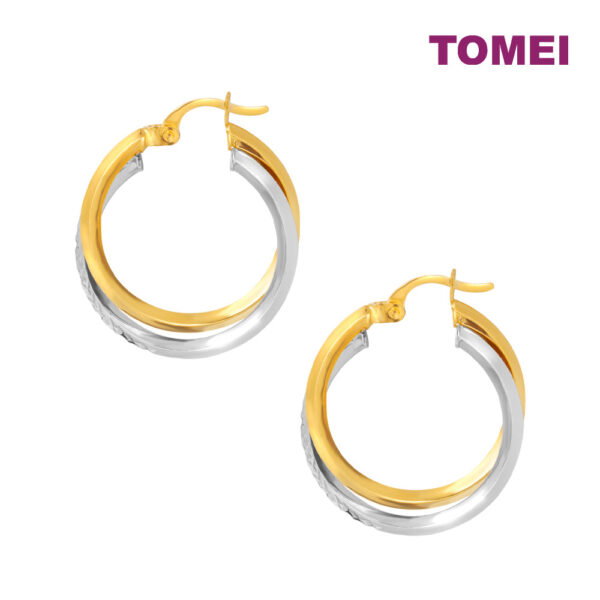 TOMEI Lusso Italia Dual-Tone Double Hoop Earrings, Yellow Gold 916