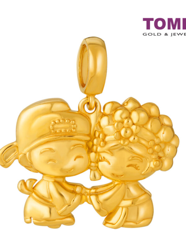 TOMEI Lovely Bride and Groom Charm, Yellow Gold 916