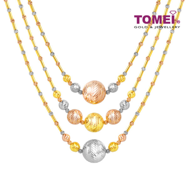TOMEI Lusso Italia Baubles Glam Collection Tri-Tone Necklace, Yellow Gold 916