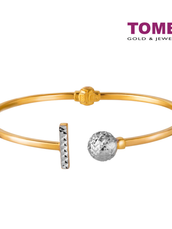 TOMEI Ball and Bar Open Bangle, Yellow Gold 916