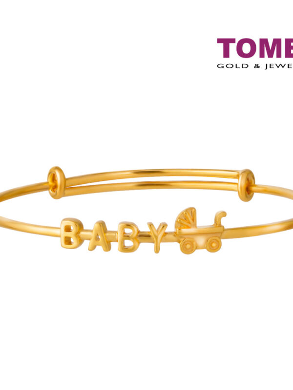 TOMEI Baby and Stroller Bangle, Yellow Gold 916