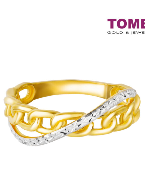 TOMEI Dual Colour Ring, Yellow Gold 916 (9O-YG0811R-2C)