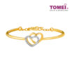 TOMEI Diamond Cut Collection Dwi-Hearts Bangle, Yellow Gold 916