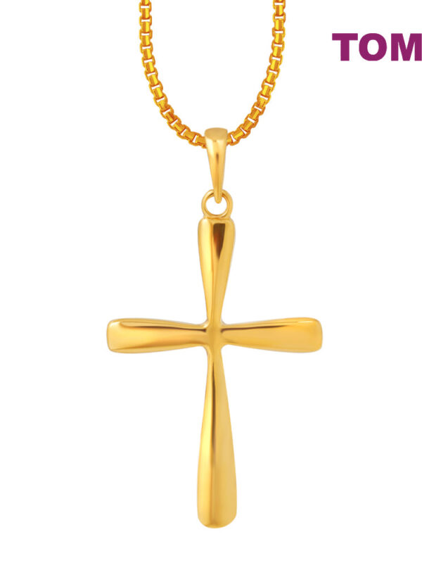TOMEI Lusso Italia Sleek Cross Pendant, Yellow Gold 916