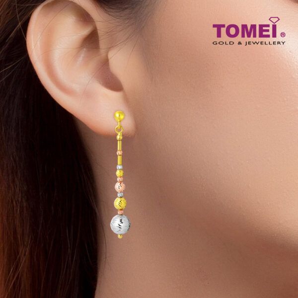 TOMEI Lusso Italia Baubles Glam Collection Tri-Tone Earrings, Yellow Gold 916