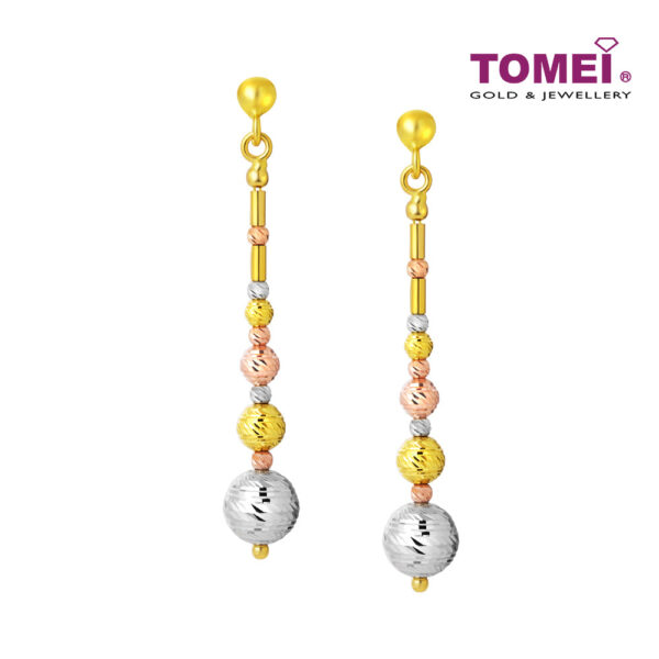 TOMEI Lusso Italia Baubles Glam Collection Tri-Tone Earrings, Yellow Gold 916
