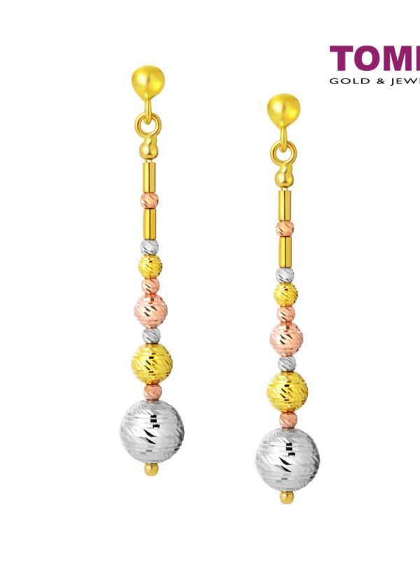 TOMEI Lusso Italia Baubles Glam Collection Tri-Tone Earrings, Yellow Gold 916