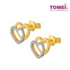TOMEI Diamond Cut Collection Dwi-Hearts Earrings, Yellow Gold 916