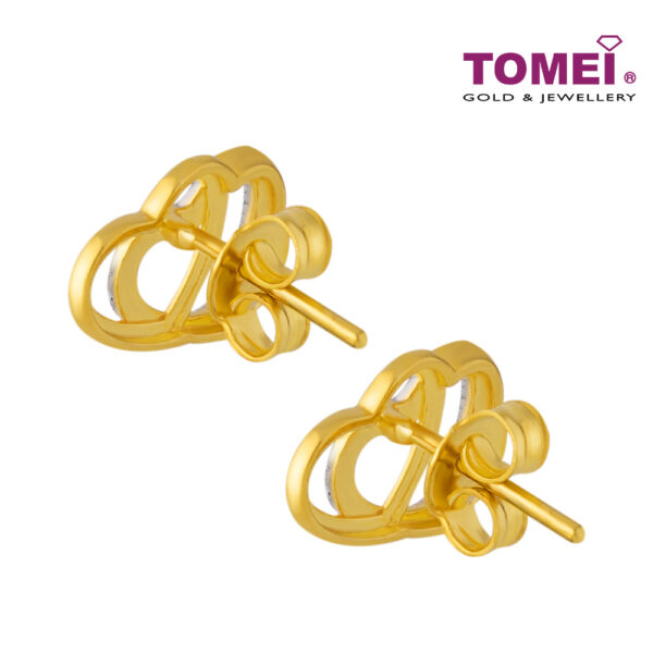 TOMEI Diamond Cut Collection Dwi-Hearts Earrings, Yellow Gold 916