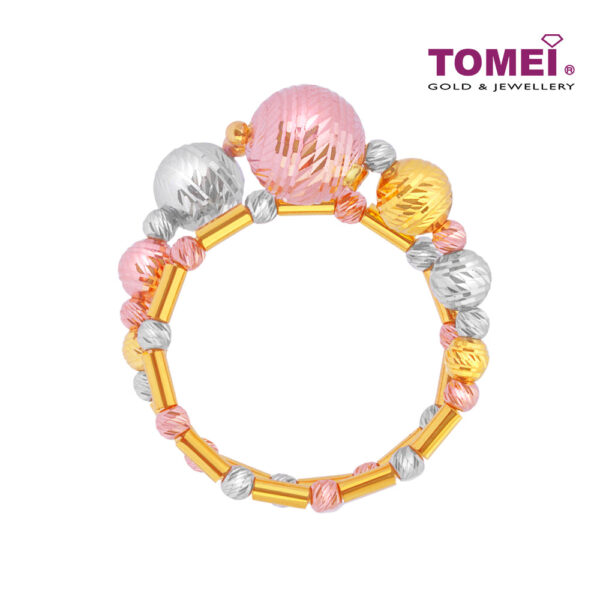 TOMEI Lusso Italia Baubles Glam Collection Tri-Tone Ring, Yellow Gold 916