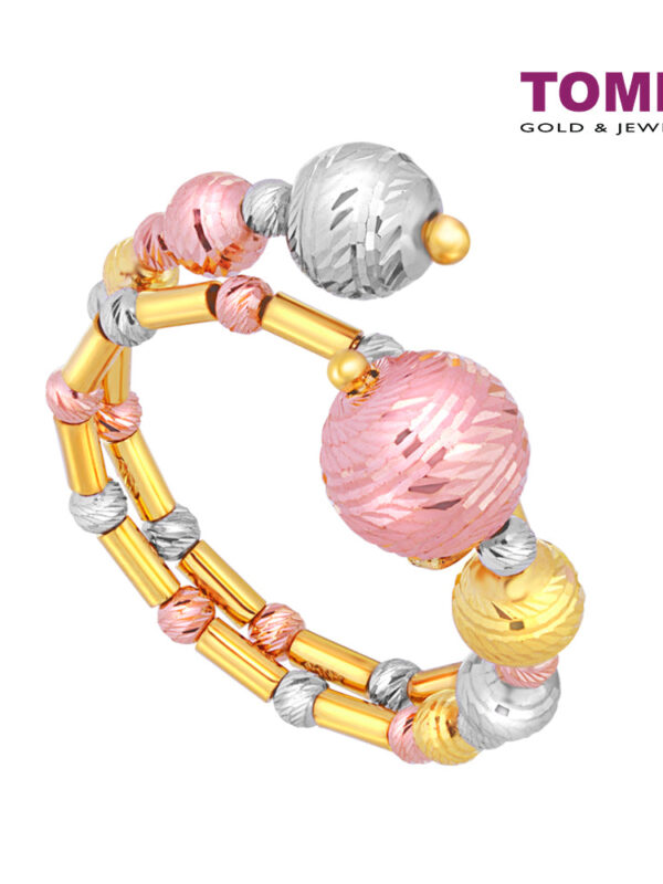 TOMEI Lusso Italia Baubles Glam Collection Tri-Tone Ring, Yellow Gold 916