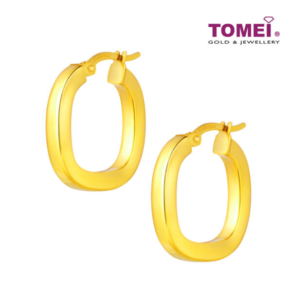 TOMEI Lusso Italia Square Loop Earrings, Yellow Gold 916