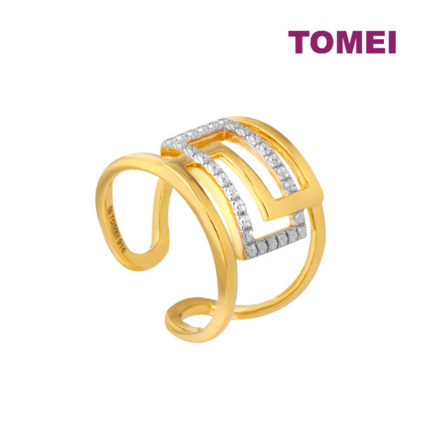 TOMEI Diamond Cut Collection Geometrical Ring, Yellow Gold 916