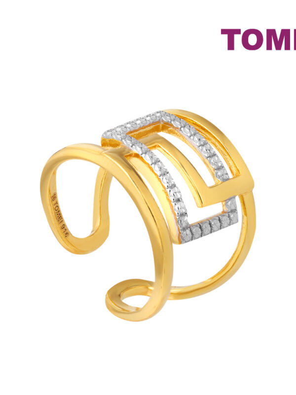 TOMEI Diamond Cut Collection Geometrical Ring, Yellow Gold 916