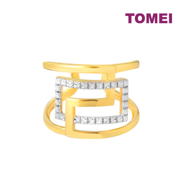 TOMEI Diamond Cut Collection Geometrical Ring, Yellow Gold 916