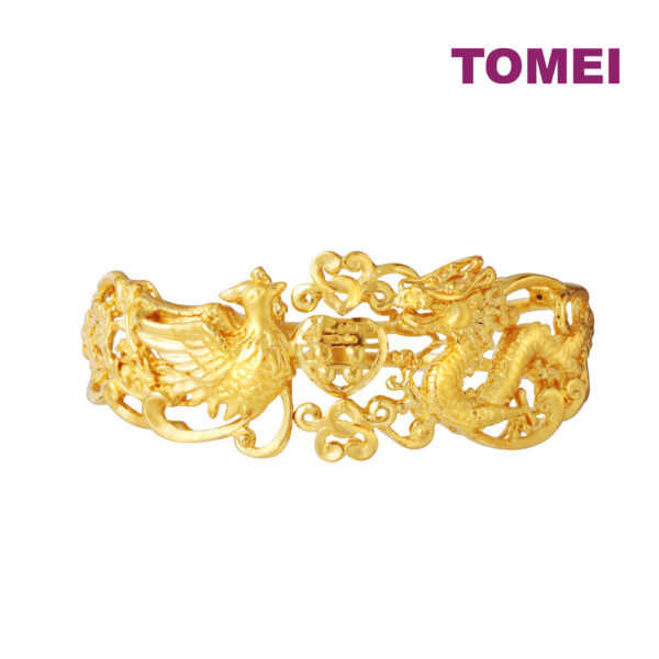 TOMEI Dragon Phoenix Double Happiness Bangle, Yellow Gold 916