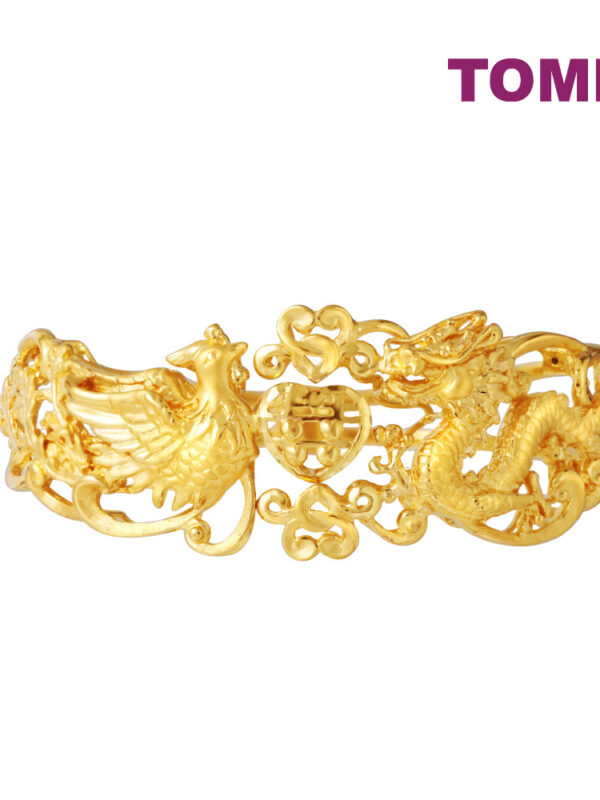 TOMEI Dragon Phoenix Double Happiness Bangle, Yellow Gold 916