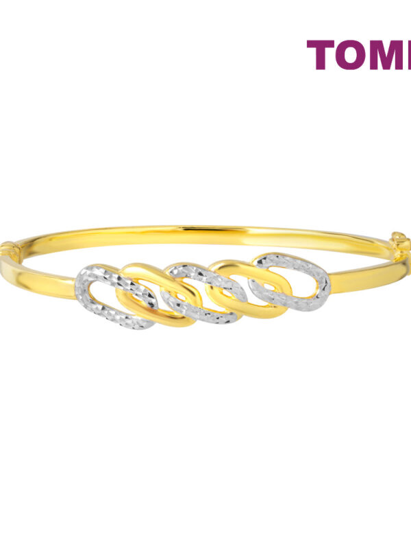 TOMEI Dual-Tone Linked Bangle, Yellow Gold 916