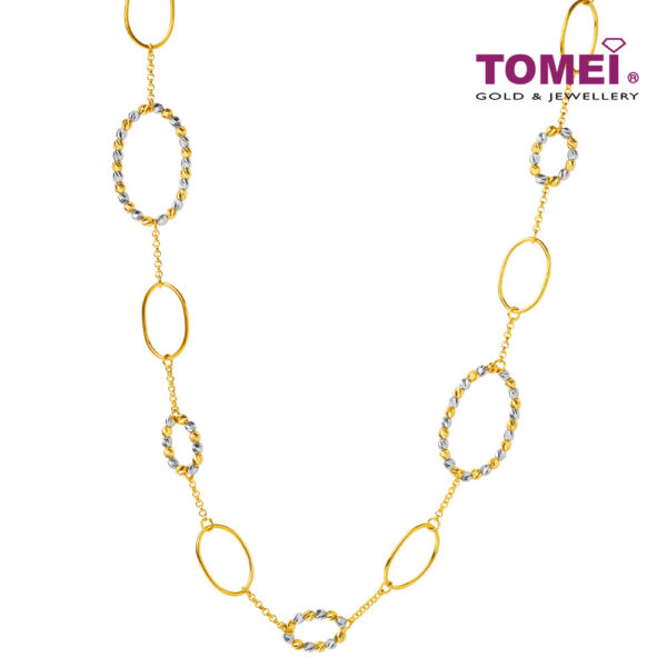 TOMEI Cyclic Oval Beads Necklace, Yellow Gold 916