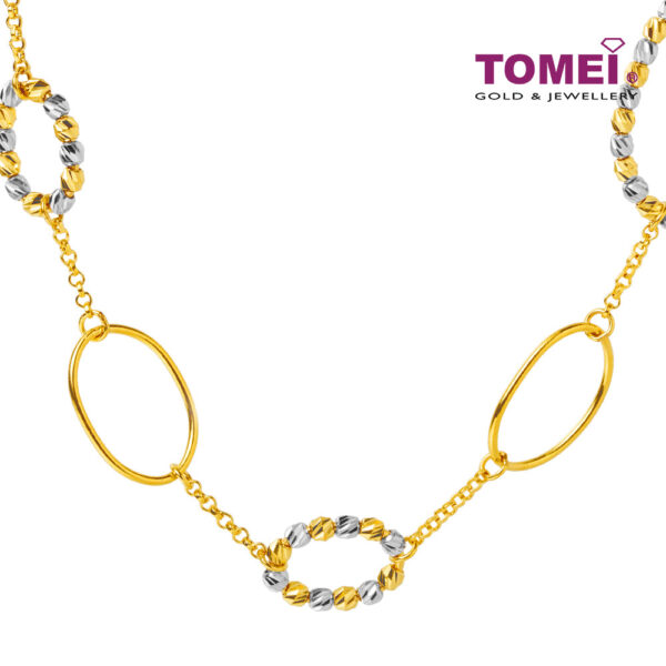 TOMEI Cyclic Oval Beads Necklace, Yellow Gold 916