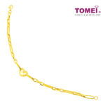 TOMEI Lusso Italia Link Chain Heart Bracelet, Yellow Gold 916