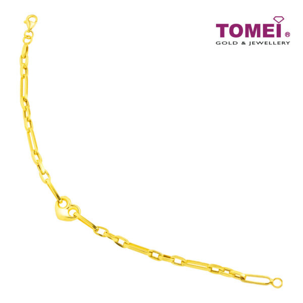 TOMEI Lusso Italia Link Chain Heart Bracelet, Yellow Gold 916
